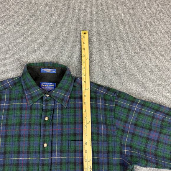90s early 2000s Pendleton green plaid wool casual button-down shirt men’s M - Picture 6 of 14